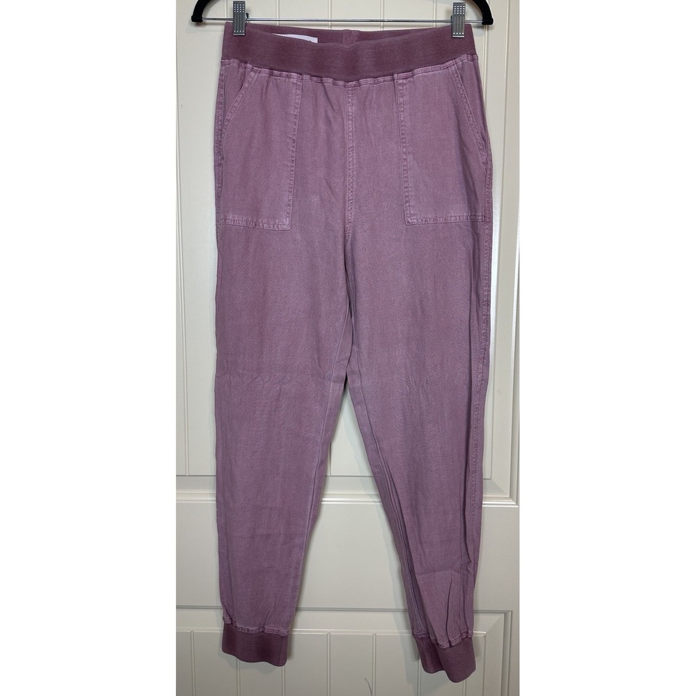 Vanilla Star Pull On Pants pink LINEN rayon Blend Elastic waist beachy boho sz S